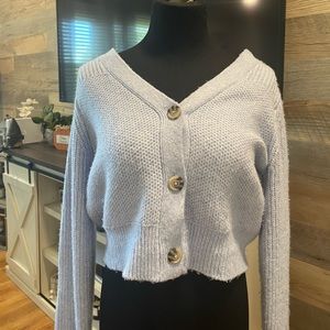 light blue cardigan